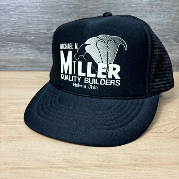 Vintage Michael Miller Builders Hat Cap Snapback Black Trucker Helena Ohio - Picture 3 of 11
